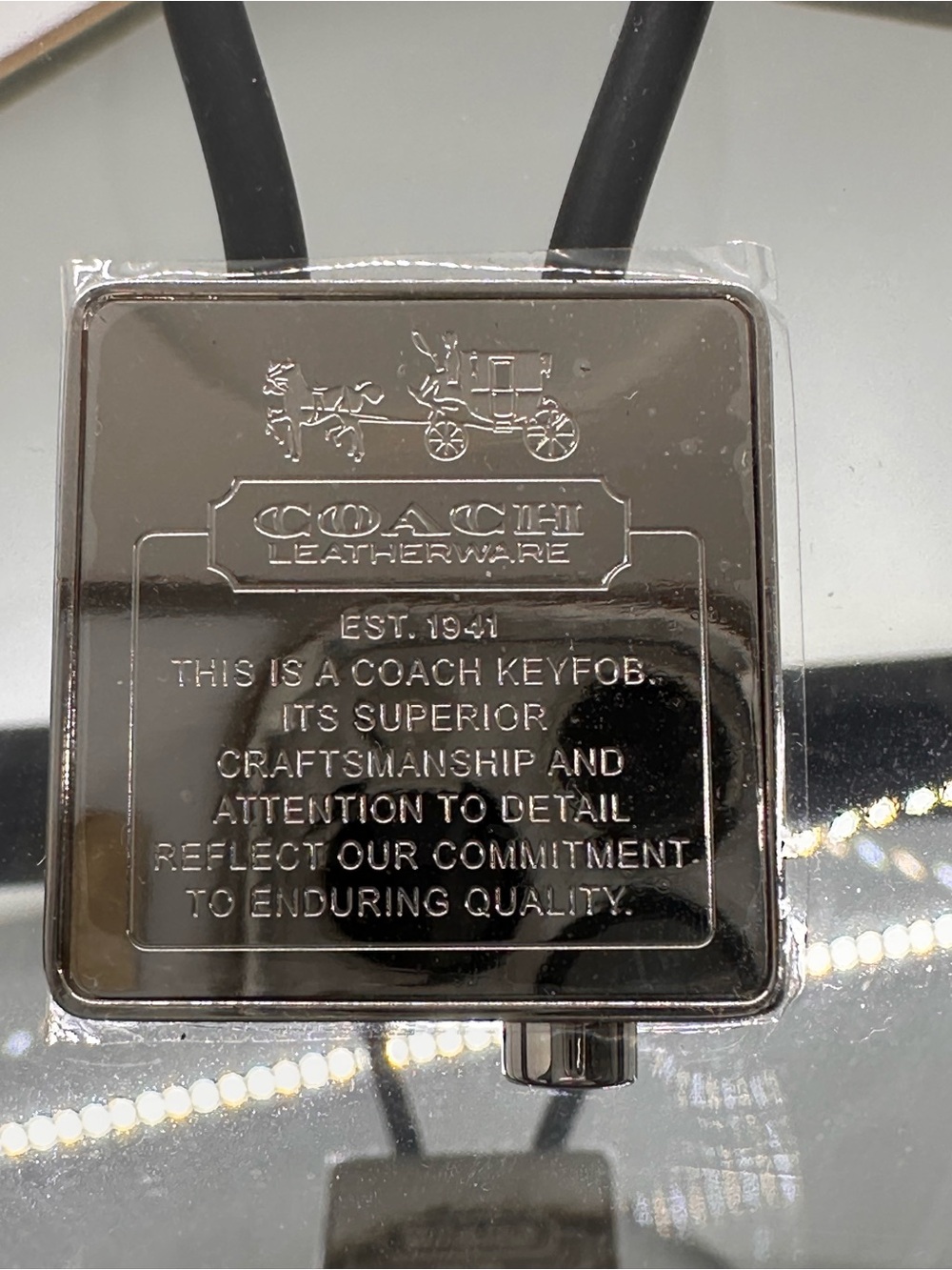 COACH Silver Horse & Carriage Logo Plate Keyfob Keychain New!!!